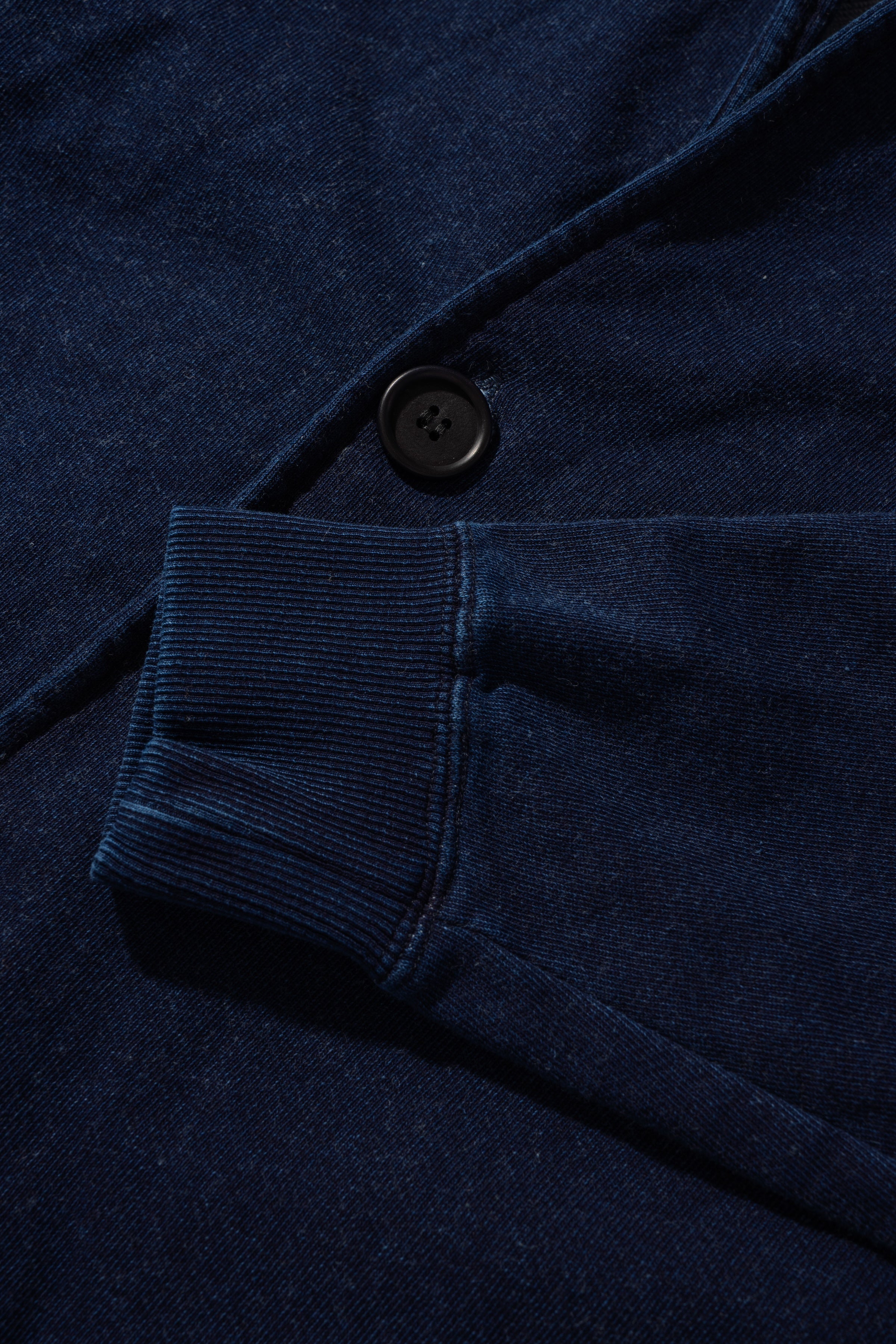 KNIT DENIM LONG HOODIE w/Dino Small Patch - Indigo