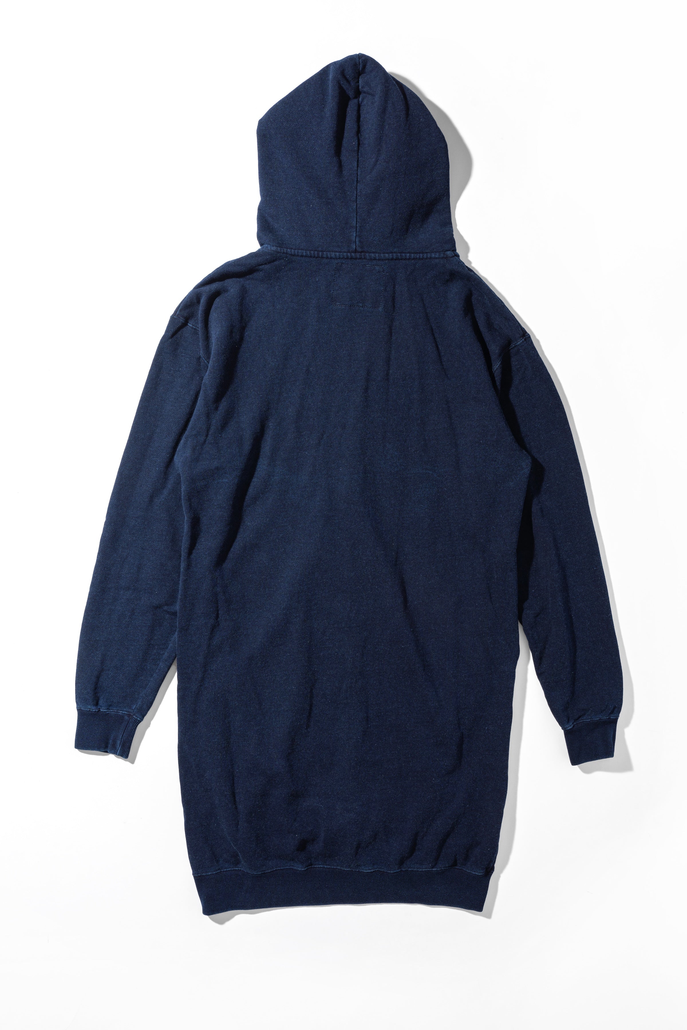 KNIT DENIM LONG HOODIE w/Dino Small Patch - Indigo