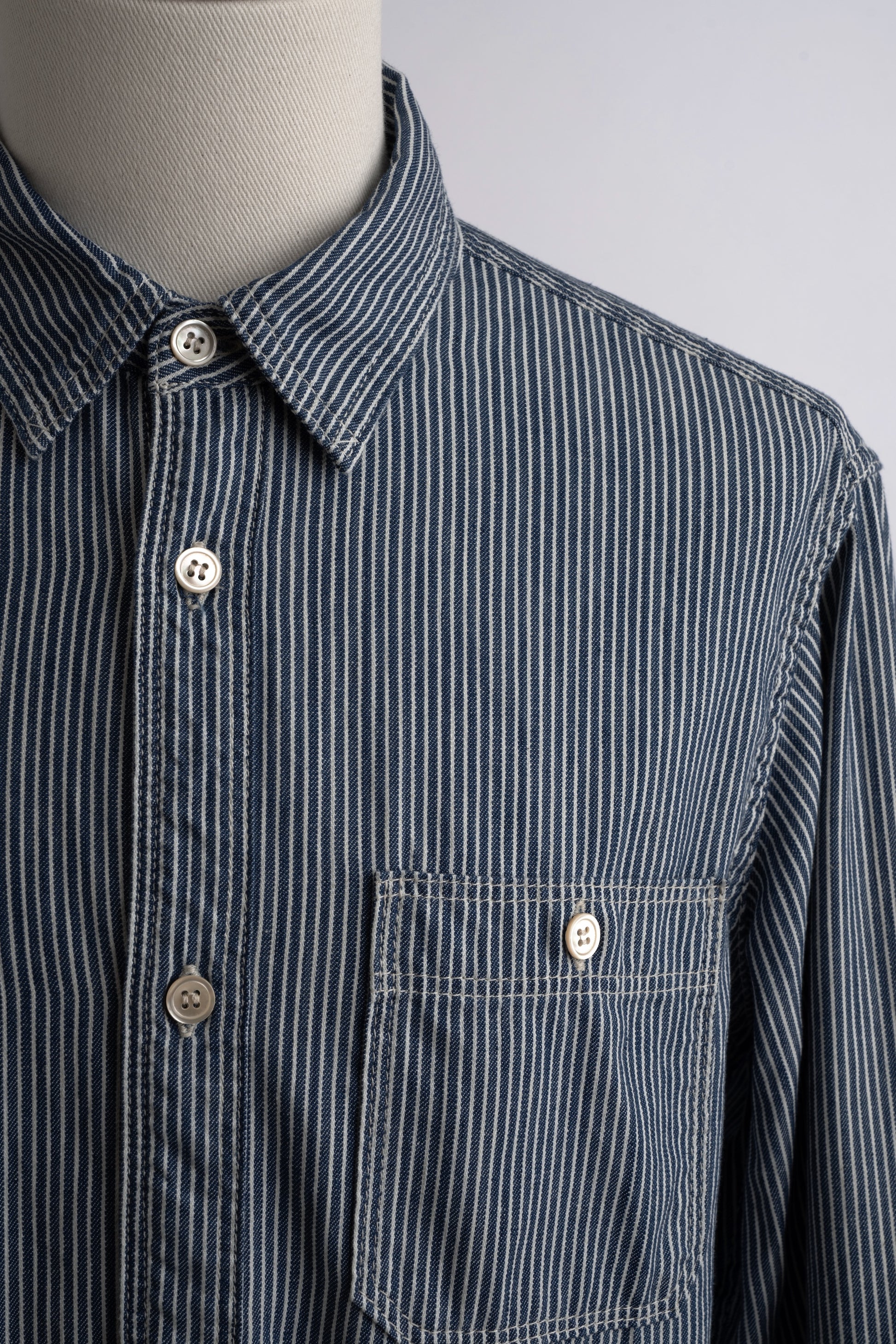 L/S Feather Touch Button Down Casual Shirts | Stripe