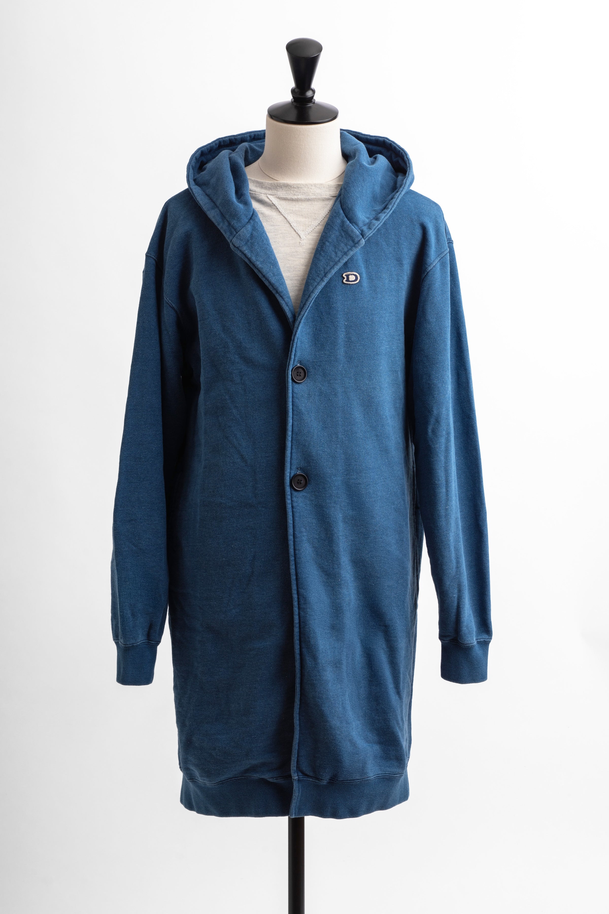 KNIT DENIM LONG HOODIE w/Dino Small Patch - LITE