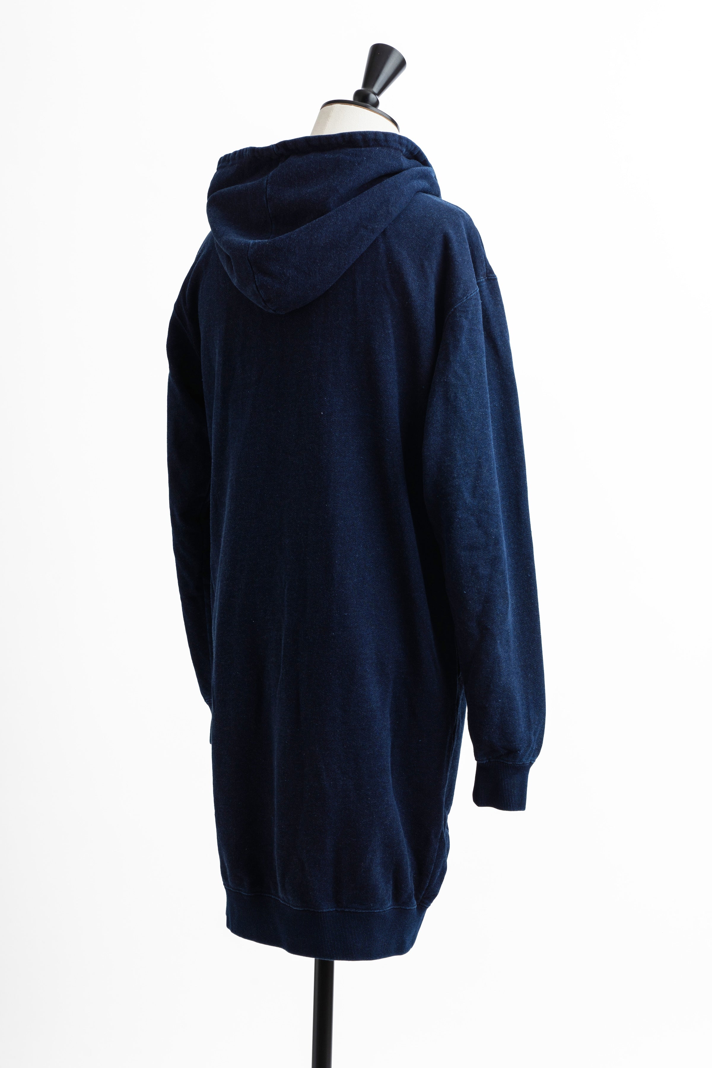 KNIT DENIM LONG HOODIE w/Dino Small Patch - Indigo