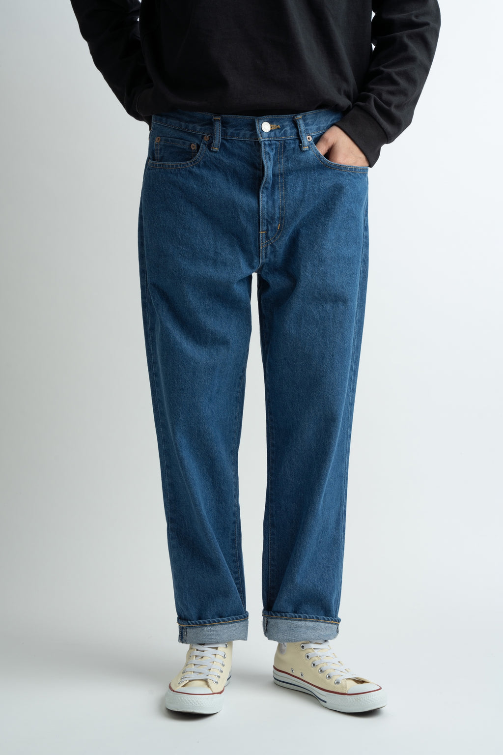 Tapered 5 Pocket Jeans | Mid Indigo