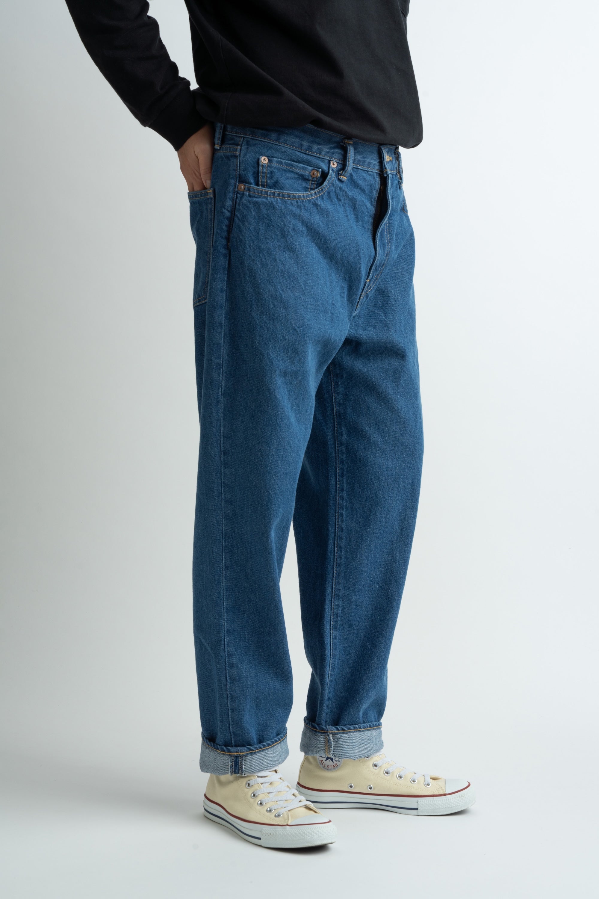 Tapered 5 Pocket Jeans | Mid Indigo